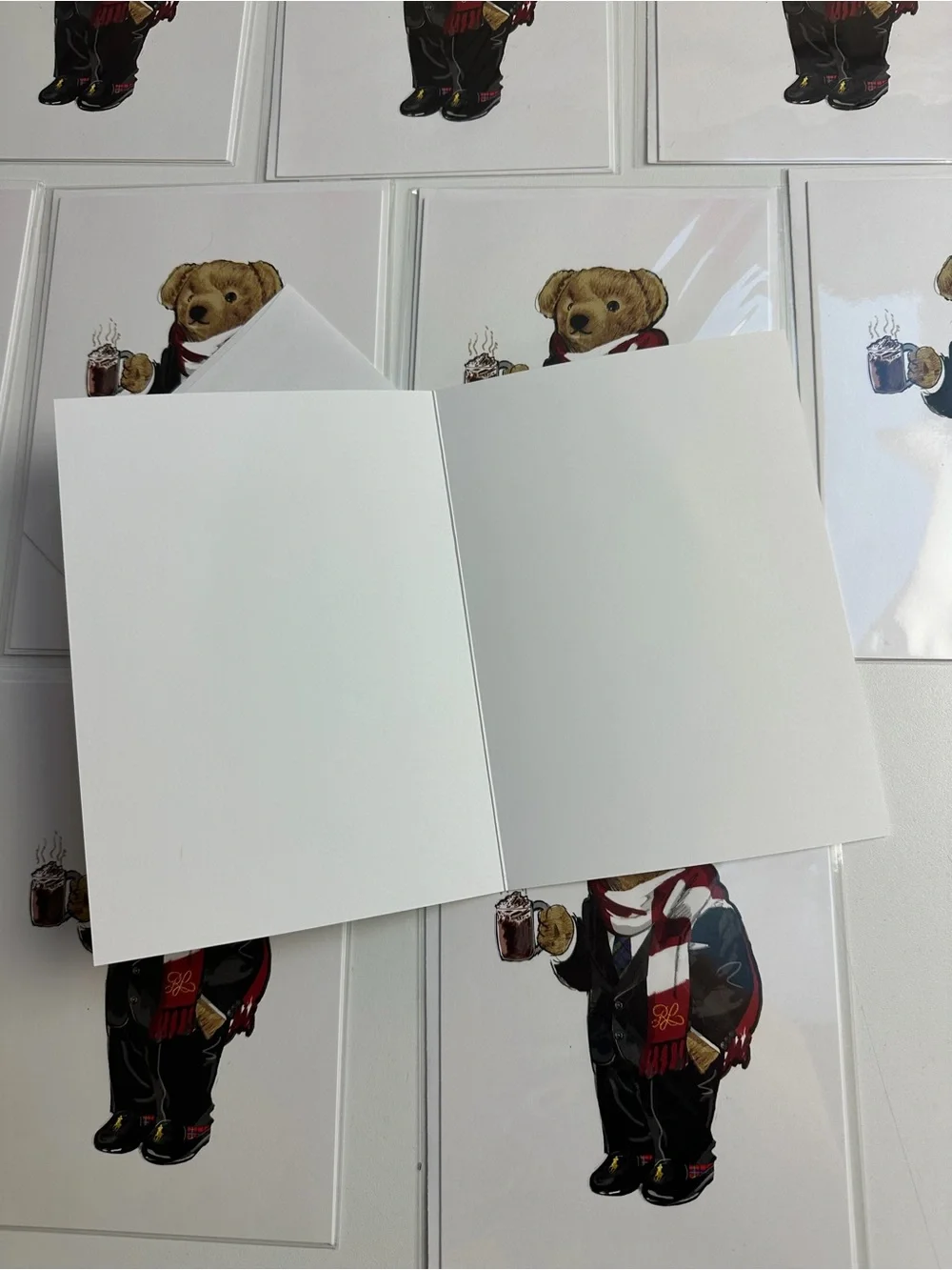 Polo Ralph Lauren Polo Bear with Hot Cocoa Blank Holiday Cards Set of 11 NWT